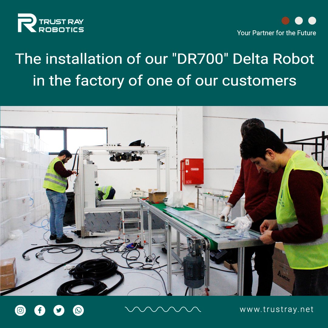 TrustRayRobotic's tweet image. The installation of our &quot;DR700&quot; Delta Robot in the factory of one of our customers.

wa.me/05550272200
trustray.net

#Robotics #Trust_Ray #Delta_Robot #industrial #company #software #automation #Vision_system
#Your_Partner_for_the_Future #PLC #الرؤية_الحاسوبية