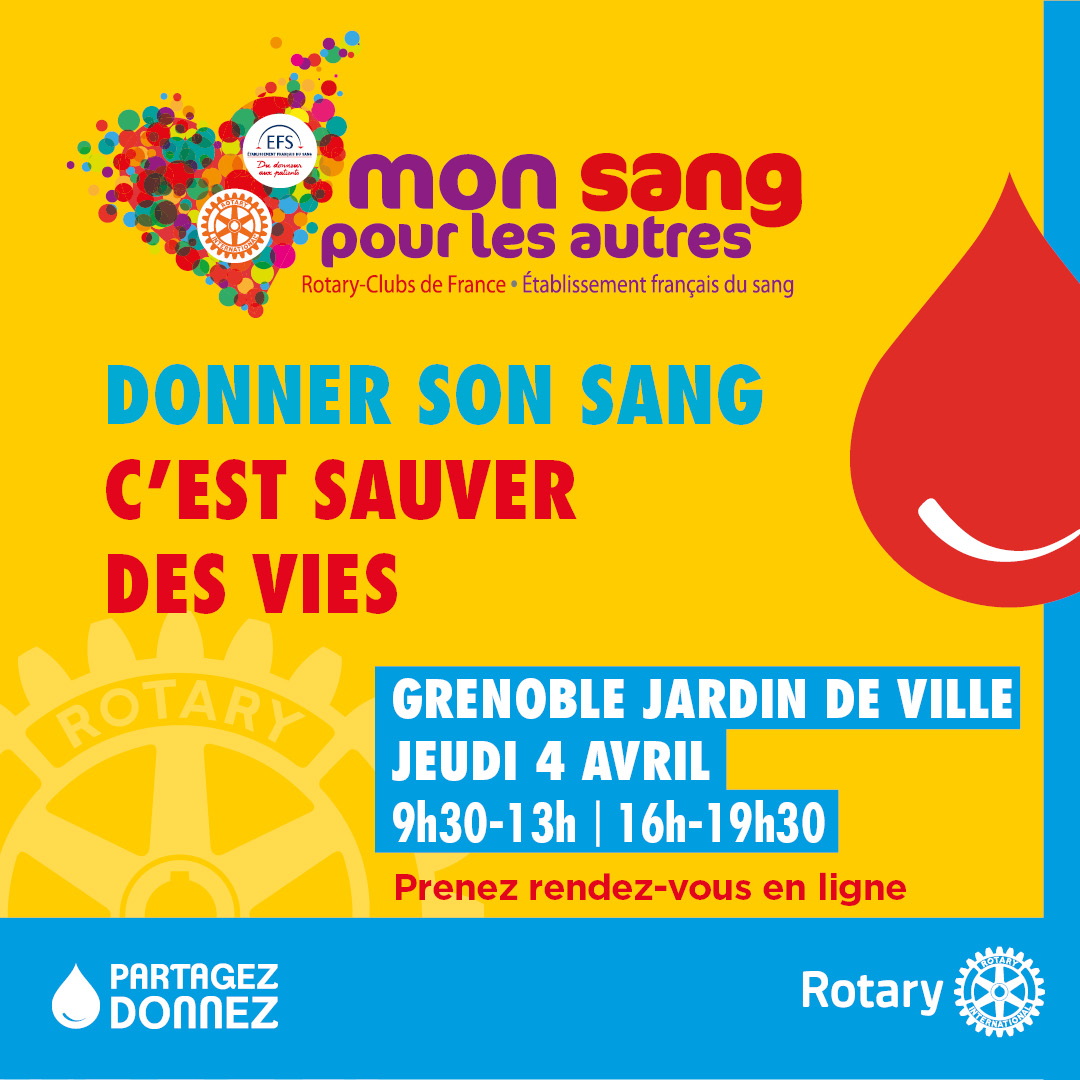 🩸 Collecte de sang le 4 avril à Grenoble de l'@EFS_dondesang ! Chaque don compte pour assurer les réserves. RDV de 9h30 à 13h et de 16h à 19h30 au Jardin de Ville. Donner son sang, c'est sauver des vies ! Réservez votre créneau👉efs.link/CF2iZ #DonDeSang #Grenoble