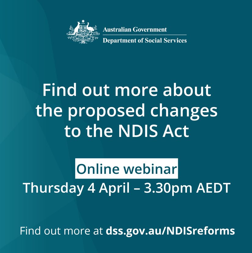 Join an online NDIS webinar tomorrow Thursday 4 April at 3.30pm (AEDT) for a discussion on amendments that will enable key NDIS Review recommendations to progress. You can also ask questions. Register at events.humanitix.com/getting-the-nd…