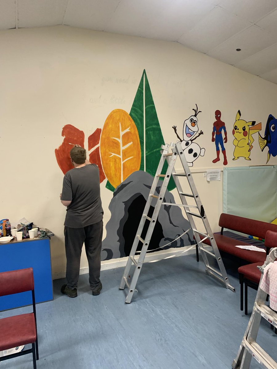 Kym and Shaun are making great progress with the mural they volunteered to create in our Community Room. Lots more to come but it looks fantastic so far 😍 #BerwickUponTweed