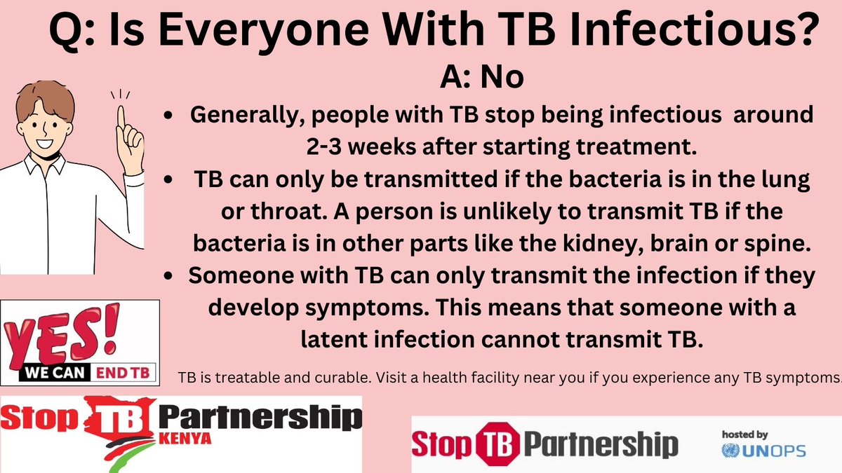 TB is treatable and curable. Visit a health facility near you if you experience any TB symptoms. #TBAwareness #yeswecanendtb @StopTB @NTLDKenya @CHSKenya @TBChampions_ke @WHOKenya @Amref_Kenya @USAIDKenya @MOH_DHP @MOH_Kenya