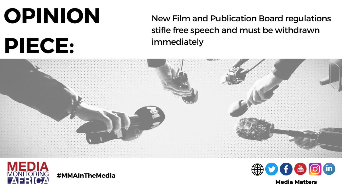 Opinion Piece: Media organisations including MMA, @SOSCoalition @_FreeExpression @SAEditorsForum @PressCouncil_SA @dailymaverick @CPJAfrica @IFEX have warned that this is a crude and potentially dangerous attempt to tackle the problem. READ MORE HERE: bit.ly/3IZJonY