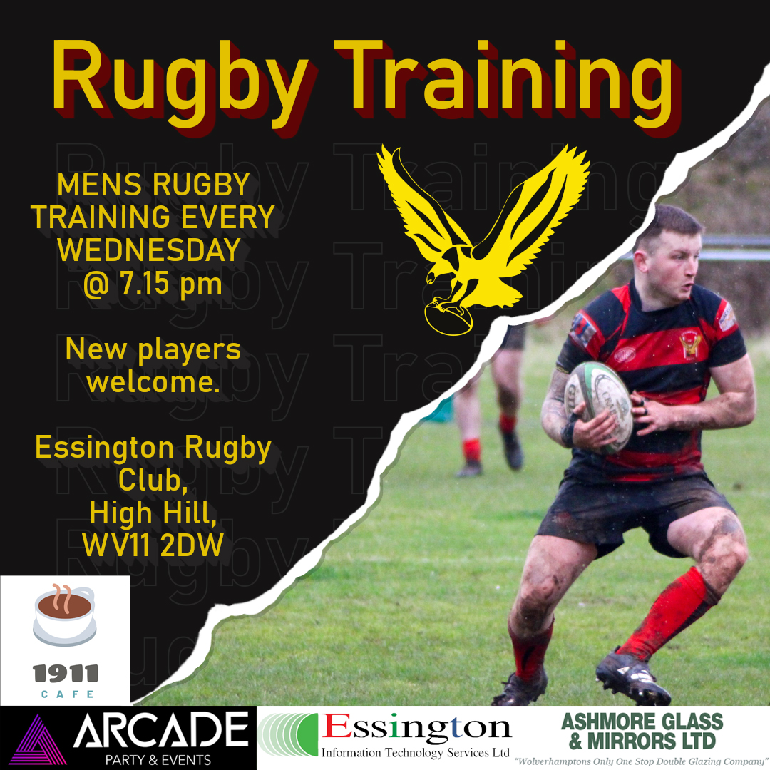 🏉 𝑹𝑼𝑮𝑩𝒀 𝑻𝑹𝑨𝑰𝑵𝑰𝑵𝑮 🏉 New or returning to rugby? Want to give rugby a go? We welcome people of all levels and abilities. Come down to Essington Rugby Club and give us a try. 📍 Essington Rugby Club, High Hill, WV11 2DW ⏰ Wednesday's @ 7.15 P.M.