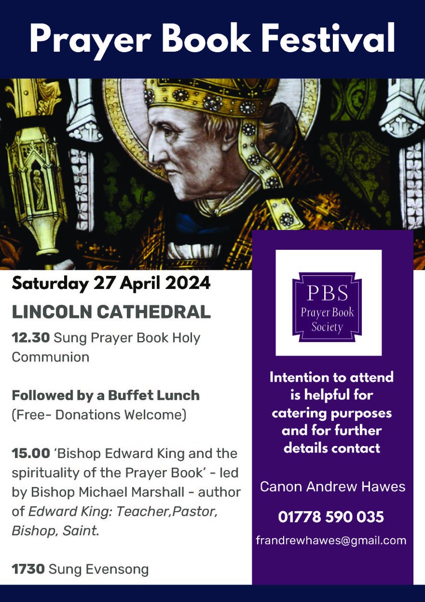 Enjoy a Prayer Book Festival at Lincoln Cathedral on Saturday 27 April from 12.30pm. Try a possibly unfamiliar form of worship followed by a free buffet. There's also a talk about 'Bishop Edward King and the spirituality of the #PrayerBook' led by Bishop Michael Marshall.