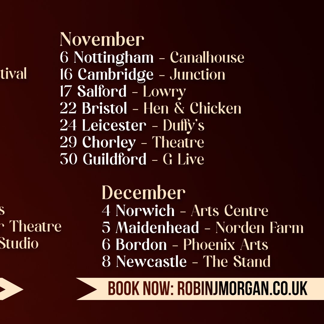 ✨ NEW TOUR NOW ON SALE ✨ Let's be having you - I'm bringing a brand new show all over the UK and I would simply love it if you came along. It's my best one yet - come and see why. 🎟️ robinjmorgan.co.uk/tour 🎟️ Grab a ticket or six. Give this a share too? Love you all. Rx