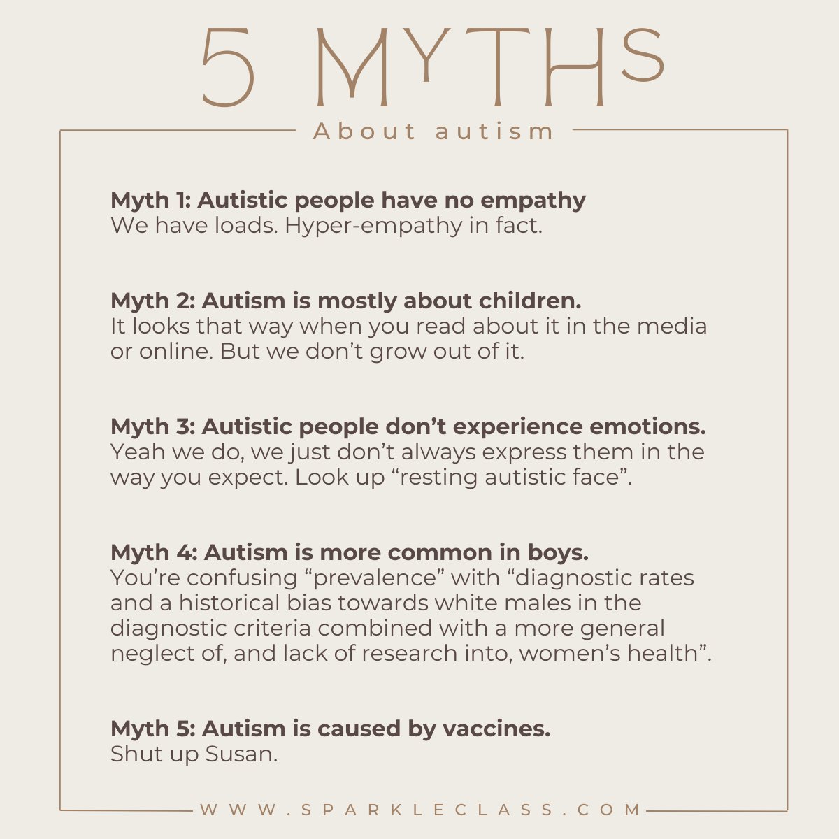 5 myths about autism. #AutismAwarenessDay #AutismAcceptanceDay #ActuallyAutistic