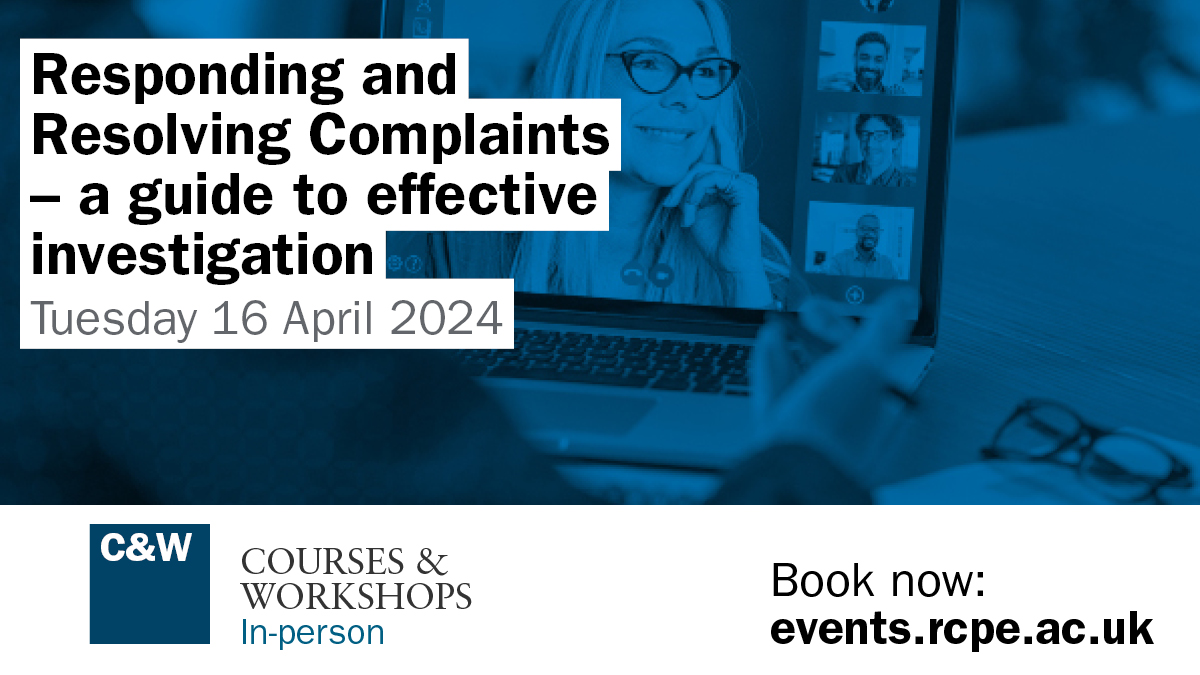 Royal College of Physicians of Edinburgh (@rcpedin) on Twitter photo At our course āResponding and Resolving Complaints ā a guide to effective investigationā hosted by <a href="/dorothy_DAprof/">Dorothy Armstrong</a> we will:
ā”ļøUnderstand how to undertake an investigation
ā”ļøRecognise common challenges/barriers to resolution
More info here: tinyurl.com/2trjjkvx #rcpeResolve24 At our course āResponding and Resolving Complaints ā a guide to effective investigationā hosted by <a href="/dorothy_DAprof/">Dorothy Armstrong</a> we will:
ā”ļøUnderstand how to undertake an investigation
ā”ļøRecognise common challenges/barriers to resolution
More info here: tinyurl.com/2trjjkvx #rcpeResolve24