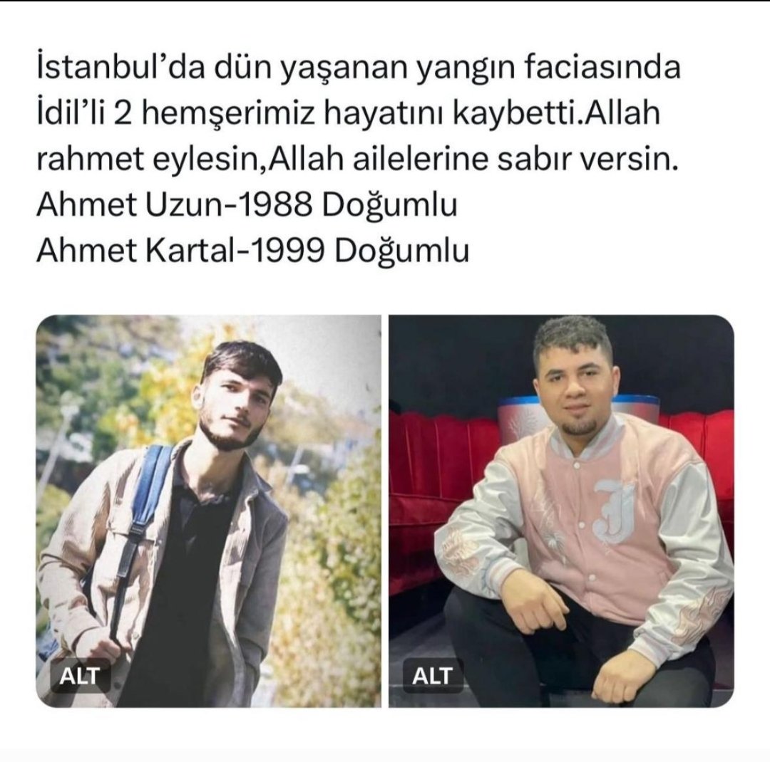 İdil'li 2 öğrencimizin de aralarında bulunduğu 29 kişinin hayatını kaybettiği yangın faciasında yaşamını yitirenlere Allah rahmet eylesin, ailelerinin başı sağolsun.🙏