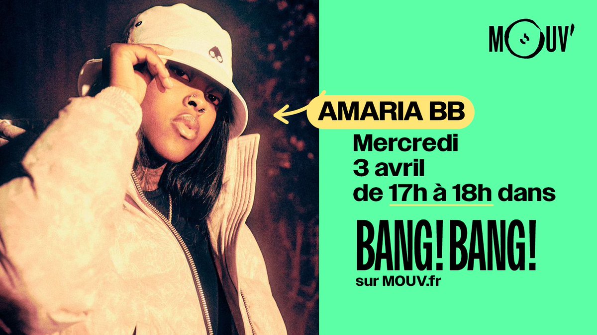 Tout à l'heure, l'artiste anglaise AMARIA BB sera dans Bang! Bang! pour une interview et un live 🤯 👋 @amaria_bb