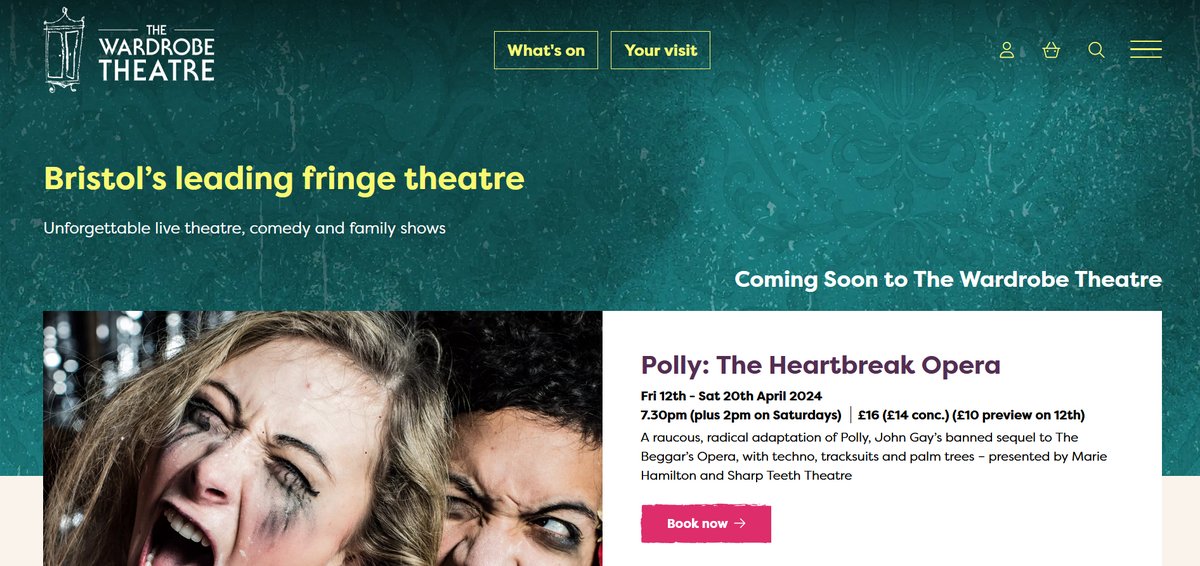 Check out our NEW WEBSITE as we announce our 2024 SUMMER SEASON! Over 40 new shows onsale now including: Bristol Pride, BOVTS Summer Festival, a summer remount of The Good, The Bad & The Coyote Ugly and new dates for all our popular regular nights: thewardrobetheatre.com