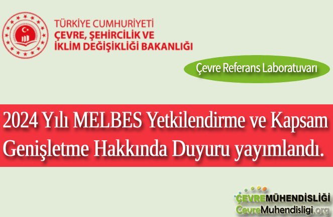 2024 Yılı MELBES Yetkilendirme ve Kapsam Genişletme Hakkında Duyuru Duyuruya ulaşmak için sitemizi ziyaret ediniz:  cevremuhendisligi.org/index.php/cevr… #cevremevzuati #cevremuhendisligi #cevremuhendisligiorg #sustainability #surdurulebilirlik #sifiratik #zerowaste #geridonusum #iklimkrizi