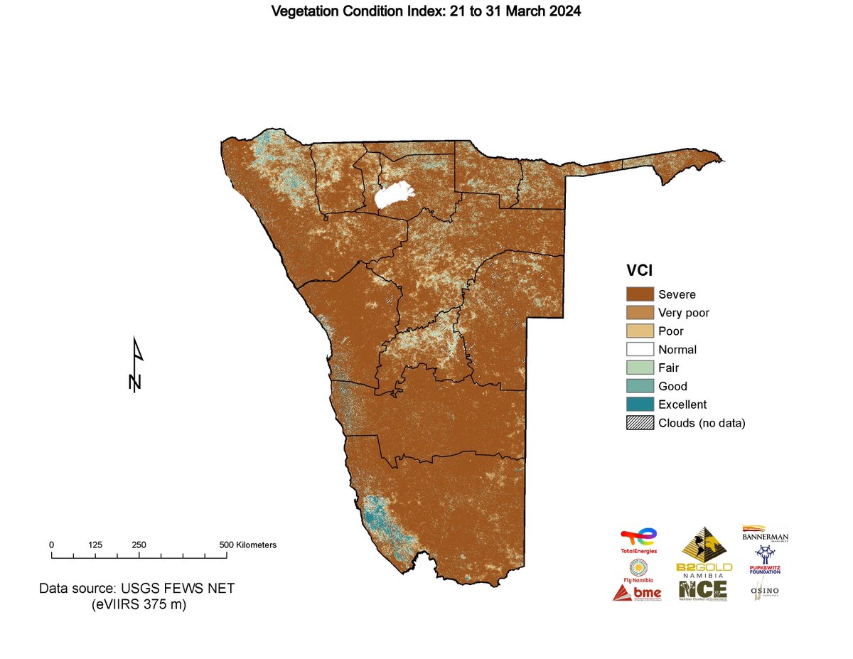 While it is much needed to fill up dams and recharge the groundwater aquifers, the rain in March has come too late to change the vegetation condition picture for Namibia. More information and maps can be found here: namibiarangelands.com