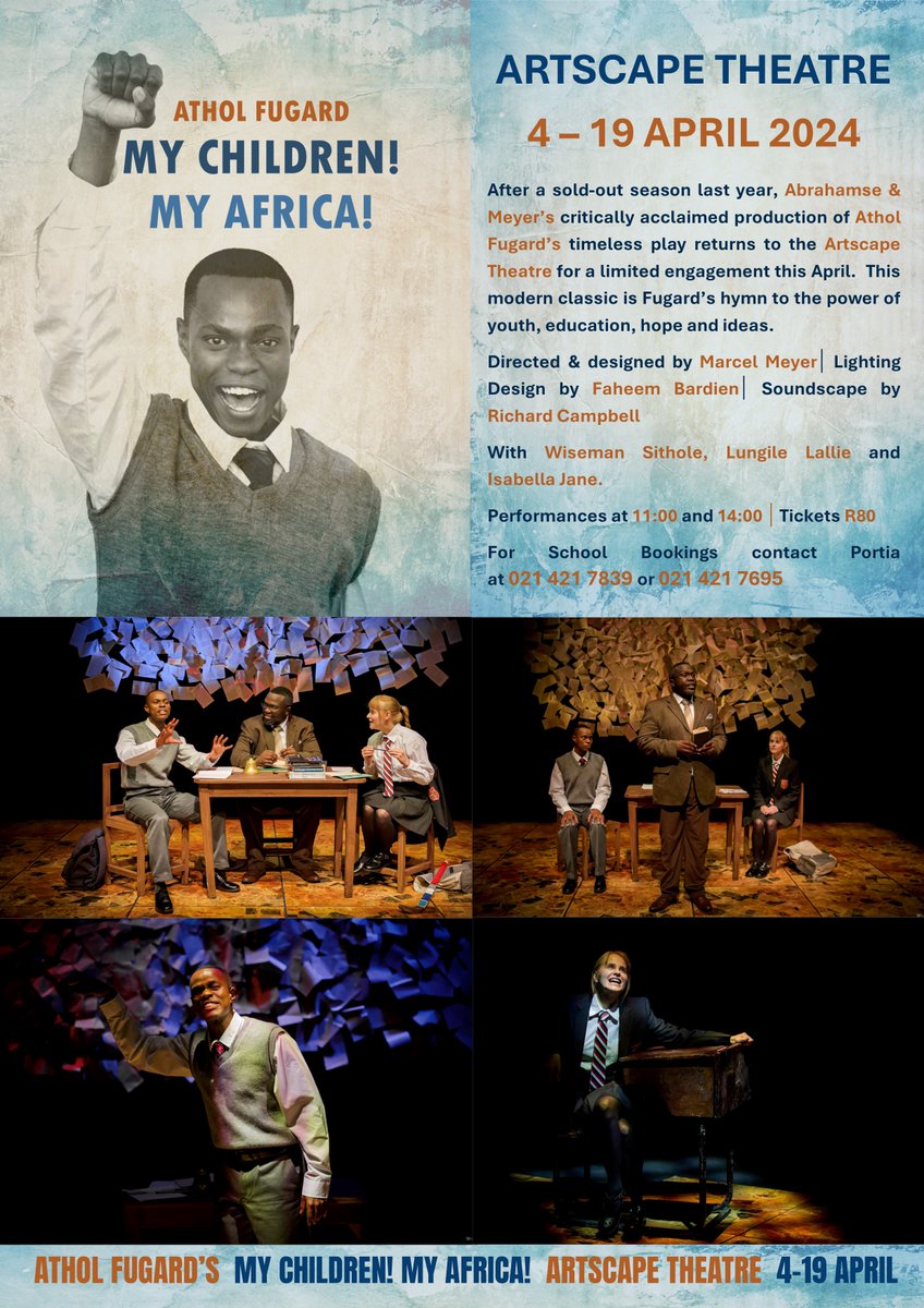 My Children! My Africa! My Children! My Africa! presents a candid and moving portrait of a country on the verge of revolution. This modern classic is Fugard’s hymn to the power of youth, education, hope and ideas. Book now: webtickets.co.za/v2/Event.aspx?… Dates: 04 - 19 April