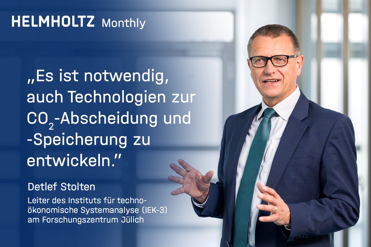 Um den #Klimawandel zu begrenzen, hat die globale Umstellung der Energiegewinnung von fossilen hin zu Erneuerbaren Vorrang vor allen anderen Maßnahmen. Darüber hinaus ist es notwendig, auch CO2-Abscheidung und -Speicherung zu entwickeln, sagt Detlef Stolten vom @fz_juelich 🧵