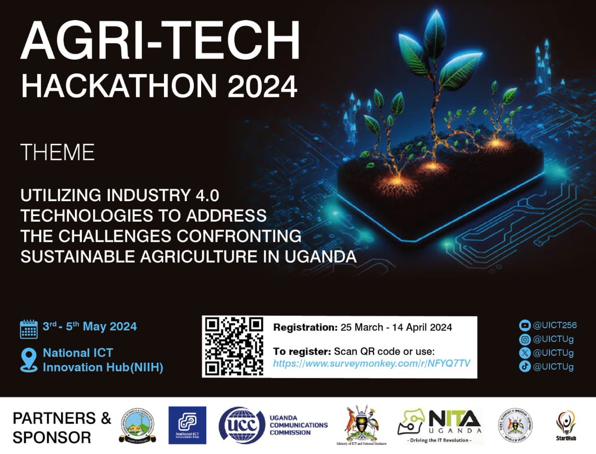 Get ready for Agri-Tech Hackathon 2024. Are you a current student or alumni of any Higher Education Institution in Uganda, this event is for you! Join us for a chance to unlock incredible opportunities like sponsorships, mentorships, internships, networking, and cash prizes