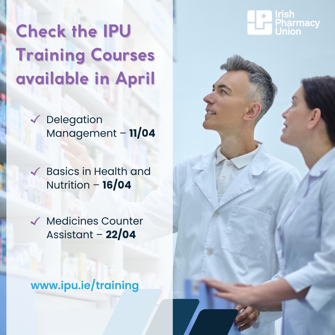 Discover the courses offered by the IPU Training this April! 📚 Explore our diverse options and enhance your skills. For more details, please visit lnkd.in/esY-NFjS #IPUTraining #IPU #PharmacyCourse