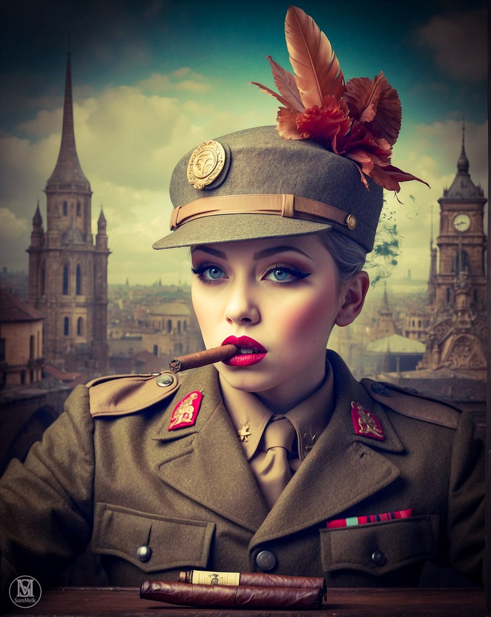 A Glimpse into the Past 🕰️💄.
#vintage #militarychic #urbanbeauty #historicalcharm #lipsticklove #cigarmoments