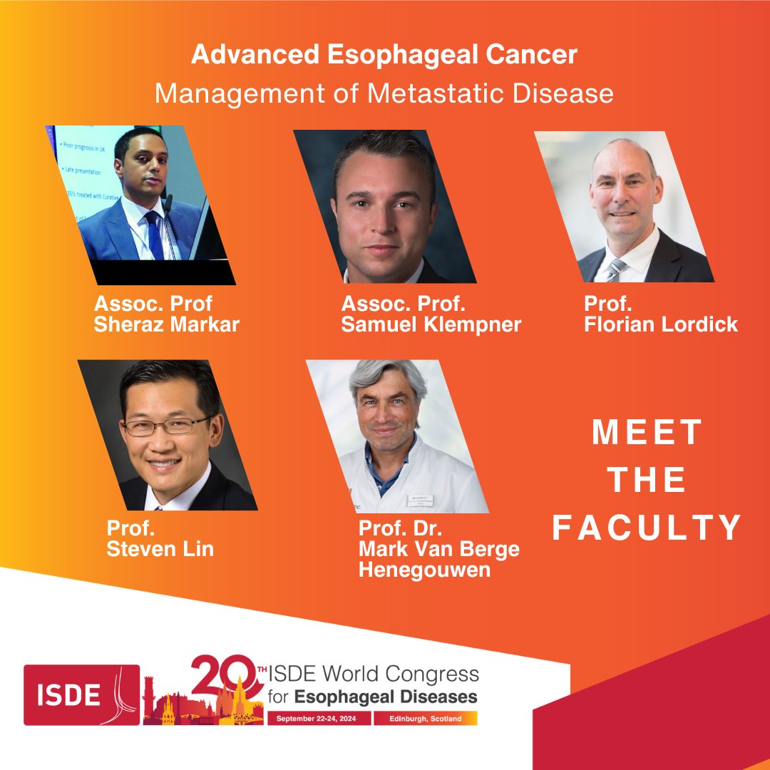 Are you ready to expand your knowledge on the management of metastatic disease in Advanced Esophageal Cancer? Don't miss the session at #ISDE2024, in Edinburgh. Secure your spot now! isde-congress.net #ESOPHAGUS  #ISDE #oesophageal #esophageal #oesophagus