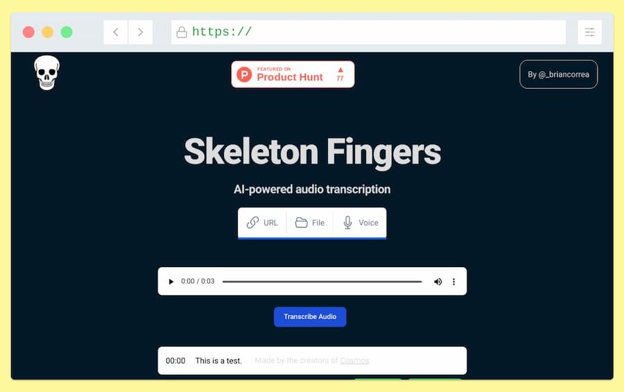 softapps's tweet image. Skeleton Fingers es una herramienta en línea y gratuita, impulsada por Inteligencia Artificial o #IA, para #transcribir archivos de audio y grabaciones de voz a texto. 🗣️🗒️

➡️softandapps.info/2024/04/03/tra…