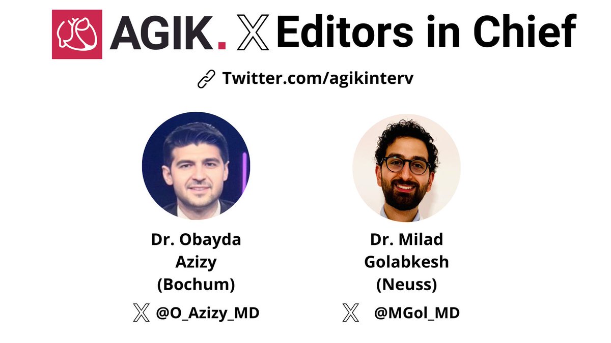 AGIKinterv's tweet photo. 🚨Neues @Agikinterv Editor Team🚨

Wir freuen uns auf:
Aktuelle News
Termine
Studienupdates 
und vieles mehr 

über den offiziellen #X Kanal der @Agikinterv durch:

Dr. Obayda Azizy (@O_Azizy_MD)
Dr. Milad Golabkesh (@MGol_MD)

#wirGEMEINSAMsindAGIK #DGKJahrestagung 2024 https://t.co/Ops4ADEcXq