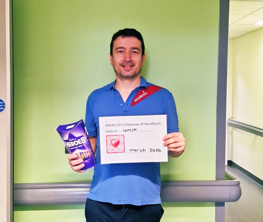 ⭐️Employee of the month for March⭐️ goes to Umit🎉
He always ensures our ward is emaculate and helps towards maintaining our 5 star every month! Thankyou for always going above and beyond #NHS #UHNM #ward220 #teamhearts #cardiology #theheartcentre @rachyswift @SodexoUK_IRE