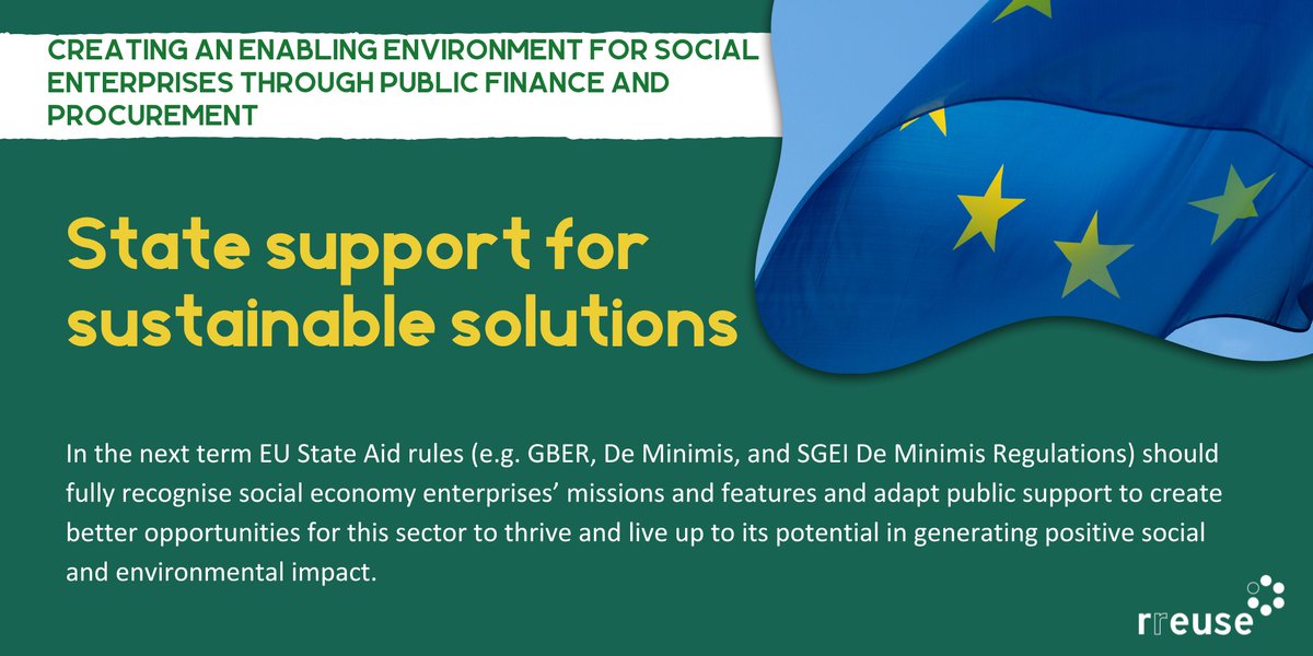 #Stateaid can boost environmental protection, disadvantaged workers' recruitment & other key activities of general interest👩‍🏭🌱 However, #socialenterprises need more support to level the playing field with purely profit-driven actors. Read our #manifesto👉t.ly/DH-Vj