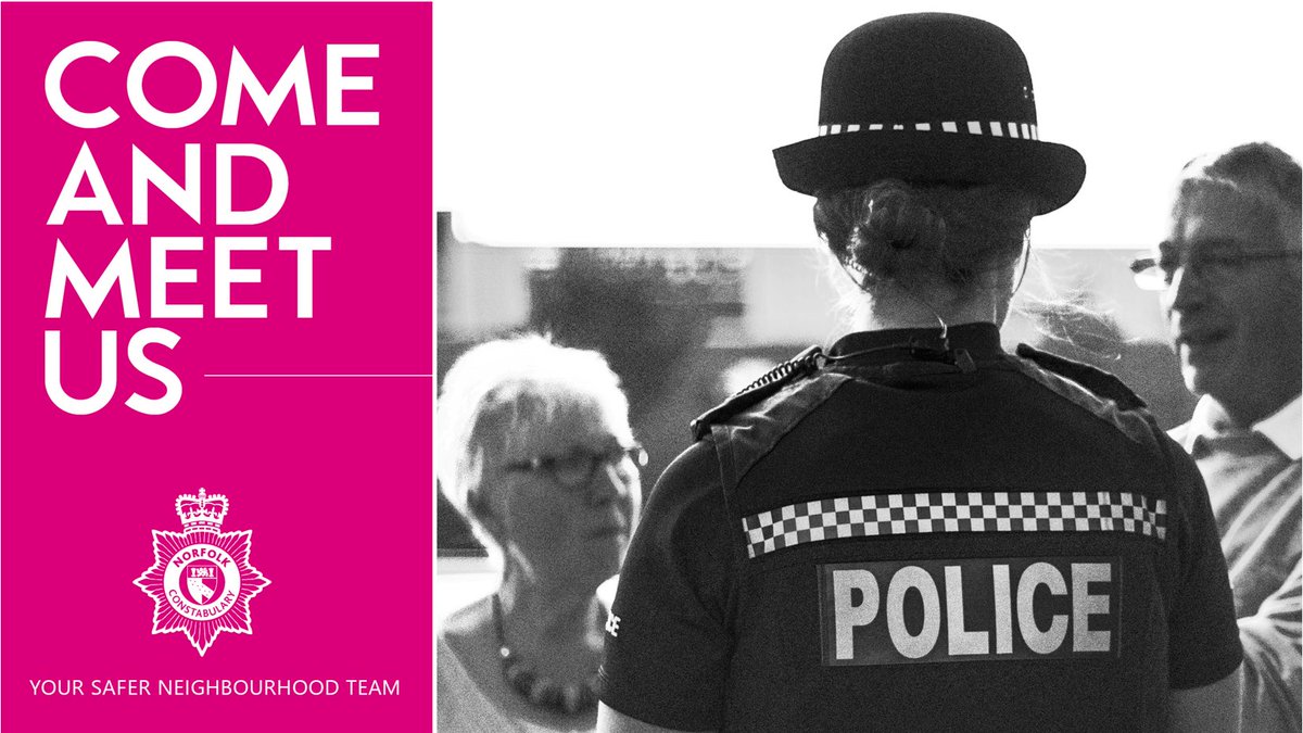 Beat Manager PC Keeley Smith will be available to speak to in Cromer in person on the following dates: Thursday 11th April 11am-1pm Morrisons 1-3pm, Co-op, Middlebrook Way Thursday 9th May 11am-1pm Morrisons 1-3pm, Co-op