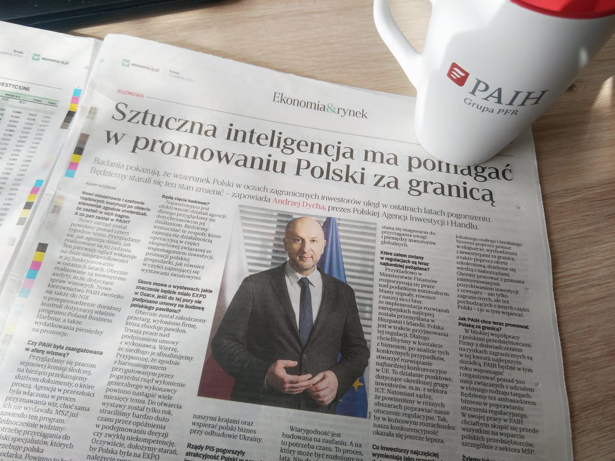 Prezes PAIH Andrzej Dycha o promocji Polski na świecie i przewagach konkurencyjnych naszej gospodarki w wywiadzie dla @rzeczpospolita 📰💻 Całość wywiadu 👉 rp.pl/opinie-ekonomi…