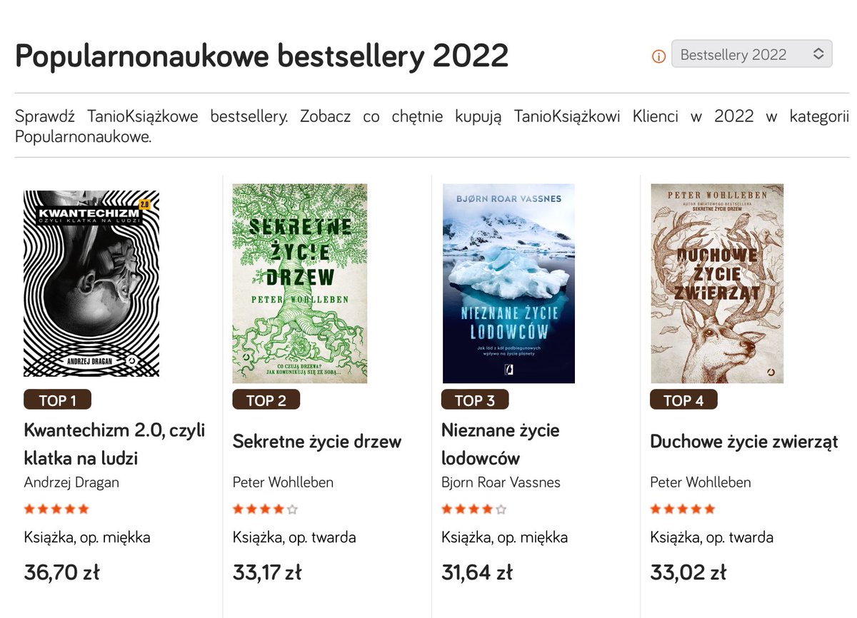 Okazuje się, że Kwantechizm (wydanie 2.0) jest bestsellerem popularnonaukowym trzeci rok z rzędu :) Sytym dziękuję, a niedokarmionym życzę smacznego :)