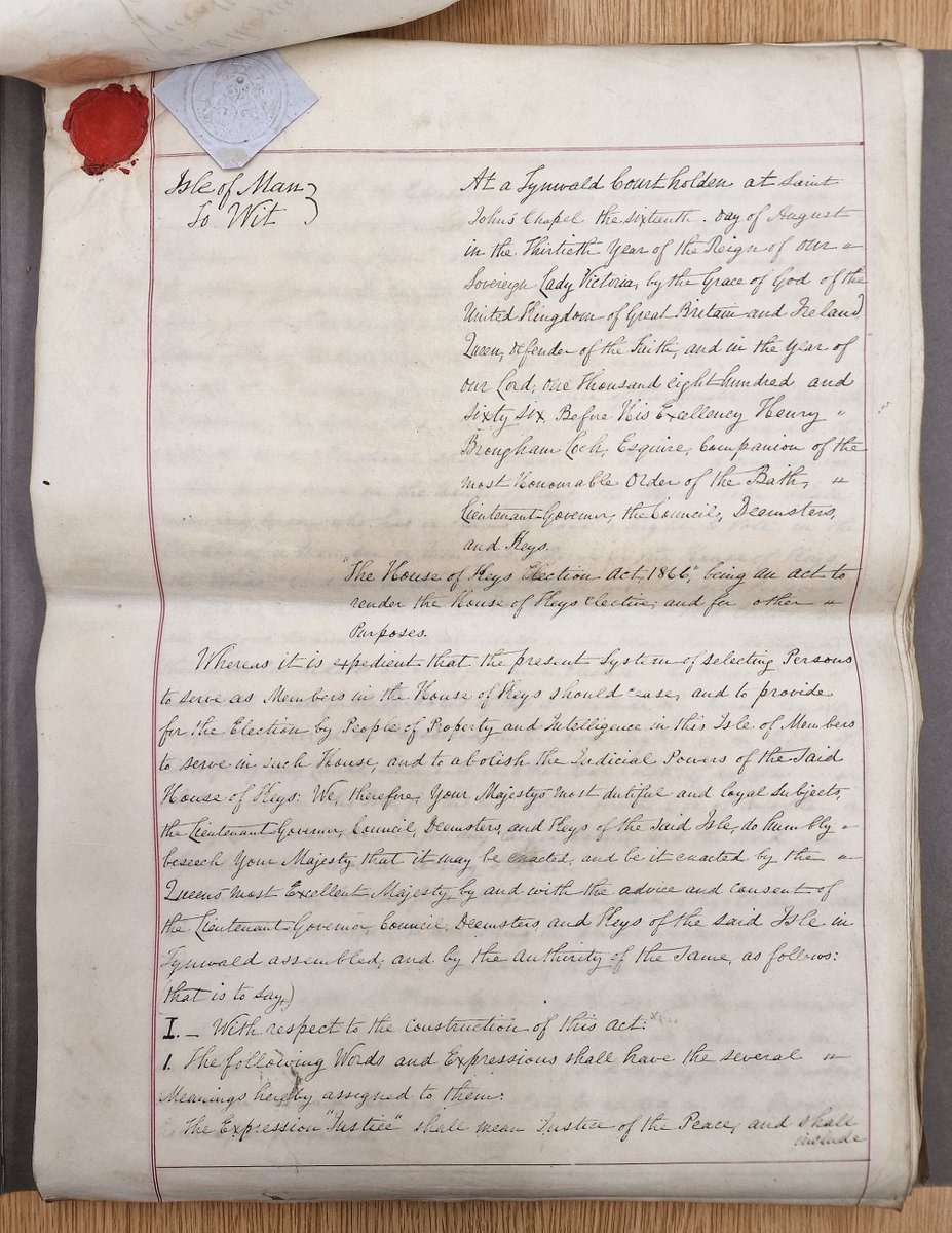 #OnThisDay in 1867, the Manx public went to the polls for the Isle of Man's first general election. The previous year, the House of Keys Election Act (pictured) was passed, guaranteeing the constitutional reform which had been widely sought by the people. #ManxArchives #Tynwald