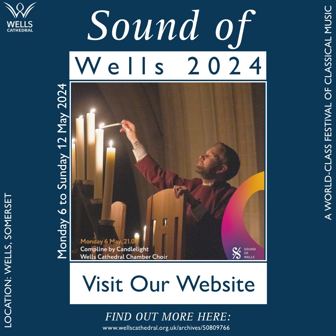 🎵 Sound of Wells 2024 🎵 🗓 Monday 6 to Sunday 12 May 2024. Experience a world-class festival of classical music in Wells, the smallest city in England! wellscathedral.org.uk/archives/50809… #wellssomerset #wellscathedral #visitwells #englishcathedrals #soundofwells #musicfestival