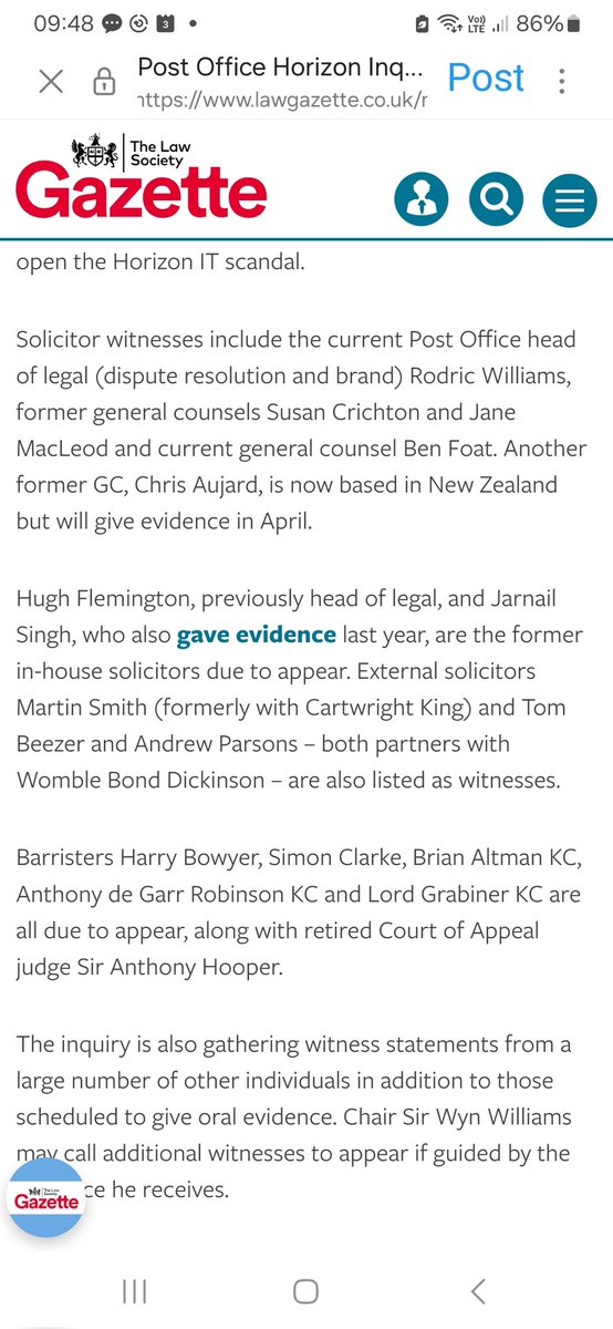 Some interesting witnesses scheduled for the next few weeks of the Post Office Inquiry. lawgazette.co.uk/news/lawyers-t…