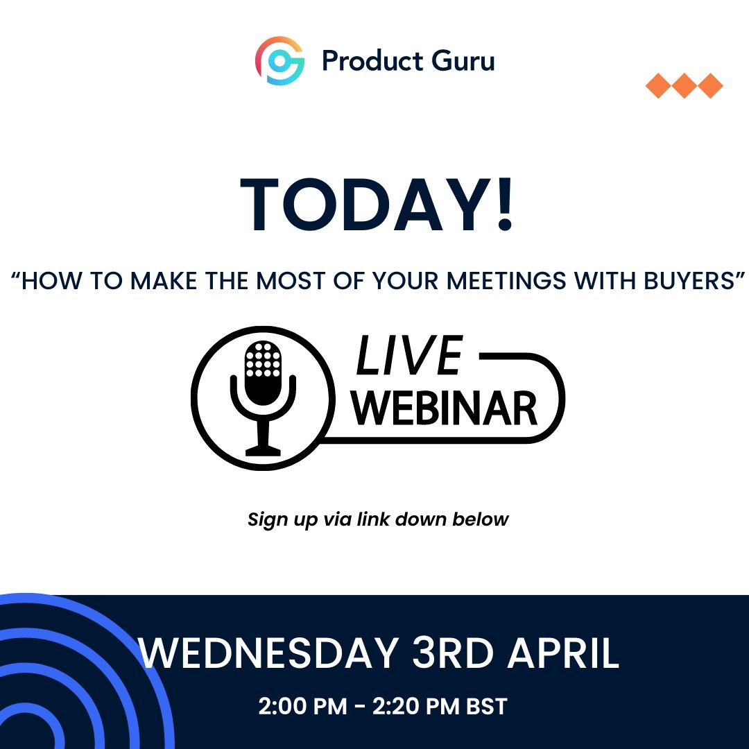 🚨Last chance to sign up! 'How to make the most of your meetings with buyers' Mini Huddles Q&A Webinar Register NOW! bit.ly/3U25MDy 🗓️ Today, April 3rd, 2024 ⏰ 2:00 PM - 2:20 PM BST