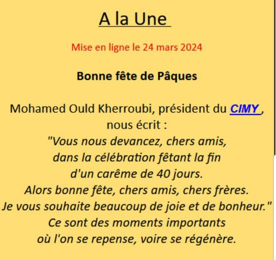 Par Mohamed Ould Kherroubi président du <a href="/CIMY78_/">Cimy</a>, la communauté musulmane souhaite une bonne fête de Pâques à nos amis chrétiens, catholiques, orthodoxes et protestants :
gip78.fr facebook.com/GIP78
cimy78.fr