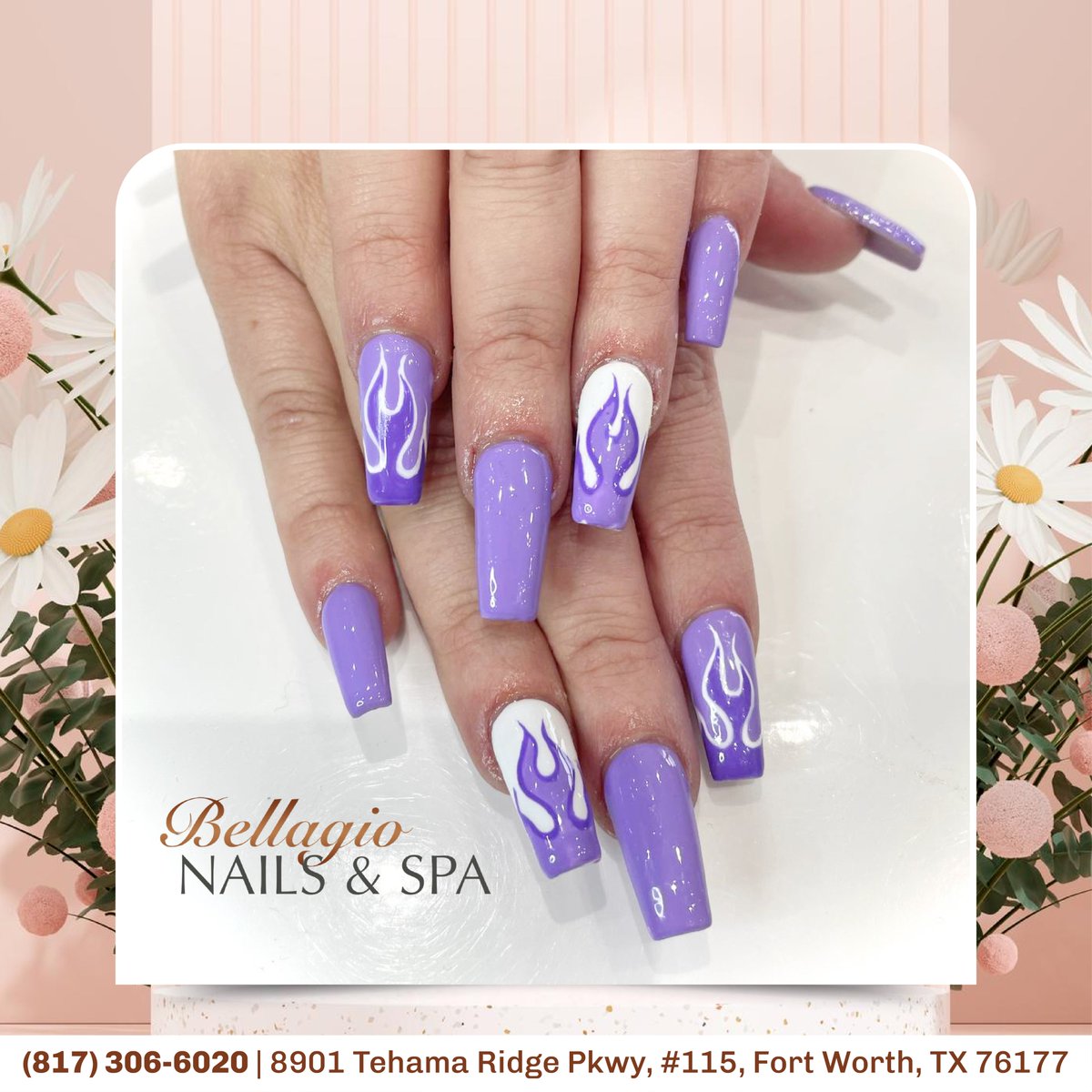 Simple yet striking - these bold purple flames make a statement.💜💅
#bellagionailspa #bellagiotx #bellagionails #bellagiofortworth #nailsalonfortworth #nailsalontx #nail #nailsoftheday #longnails #naildesign #nailsalonnearme #glitternails #nailsalon #instanails #naillove