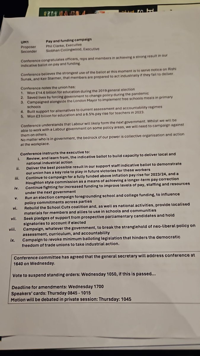 The Executive has submitted an urgent motion to #NEU2024 on the pay and funding dispute, calling for campaigning but not calling for an industrial action ballot. WL Educators will be submitting an amendment. Watch this space.