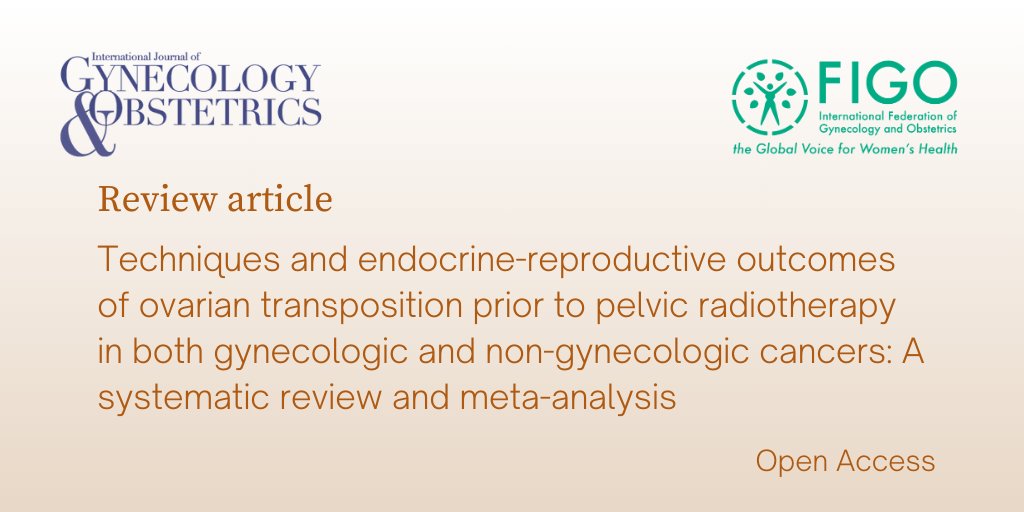 Ovarian transposition is an important method to preserve fertility before radiotherapy, considering the worldwide ongoing use of this treatment for various cancers arising in young women. Read #OpenAccess now: doi.org/10.1002/ijgo.1…