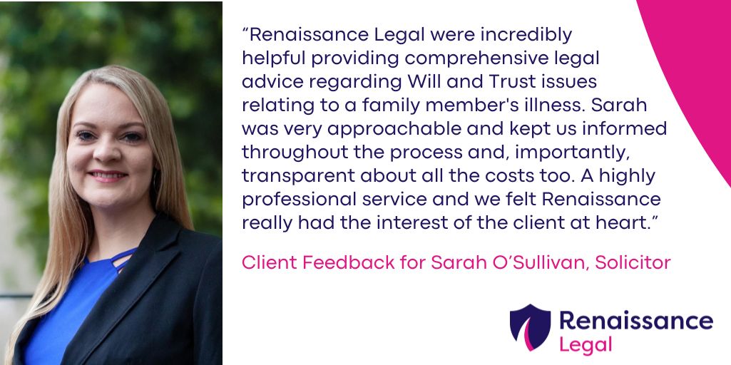 'A highly professional service and we felt Renaissance really had the interest of the client at heart.' A testimonial for Sarah O'Sullivan which is spot on - we do have our clients interests at heart when we are dealing with complex legal issues. Read on: ow.ly/aiaP50QWCNw