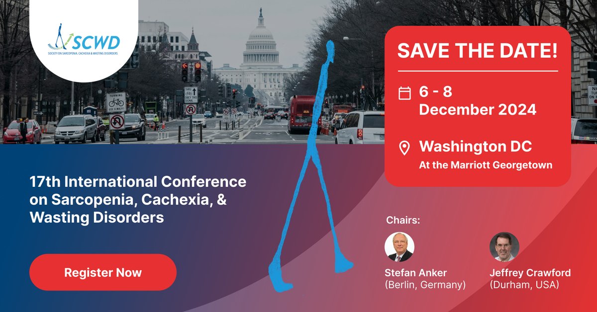 SCWDnews's tweet photo. Save the date! Join us at the 17th International Conference on Sarcopenia, Cachexia, & Wasting Disorders 2024 in Washington DC.
Register - https://t.co/6CHhEfo2RQ
#SCWDConference2024 #Research #Healthcare #Sarcopenia #Cachexia #WastingDisorders https://t.co/SsPoaih2zU