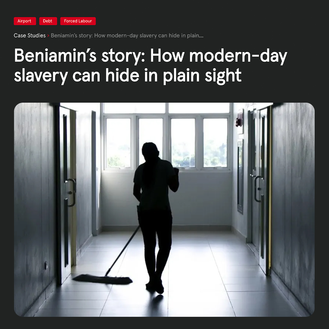 Beniamin* had a cleaning job at an airport, and from the outside, everything seemed to be fine. But see how modern slavery can be hidden in plain sight… Read more about Beniamin’s story: hopeforjustice.org/news/beniamins… #ModernSlavery #HopeforJustice