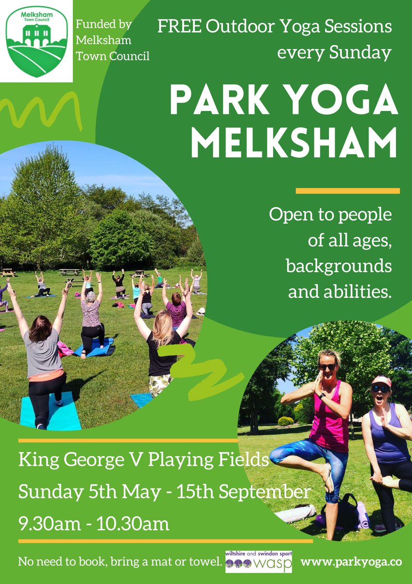 Park Yoga returns on 5th May! 7 Venues Confirmed... Park Yoga Melksham 📍King George V Playing Fields 📅Sunday 5th May - 15th September 🕞9.30am-10.30am Stay Tuned - More locations to follow! 🧘 @parkyogauk @shecanbeactive_ @Sport4Wiltshire