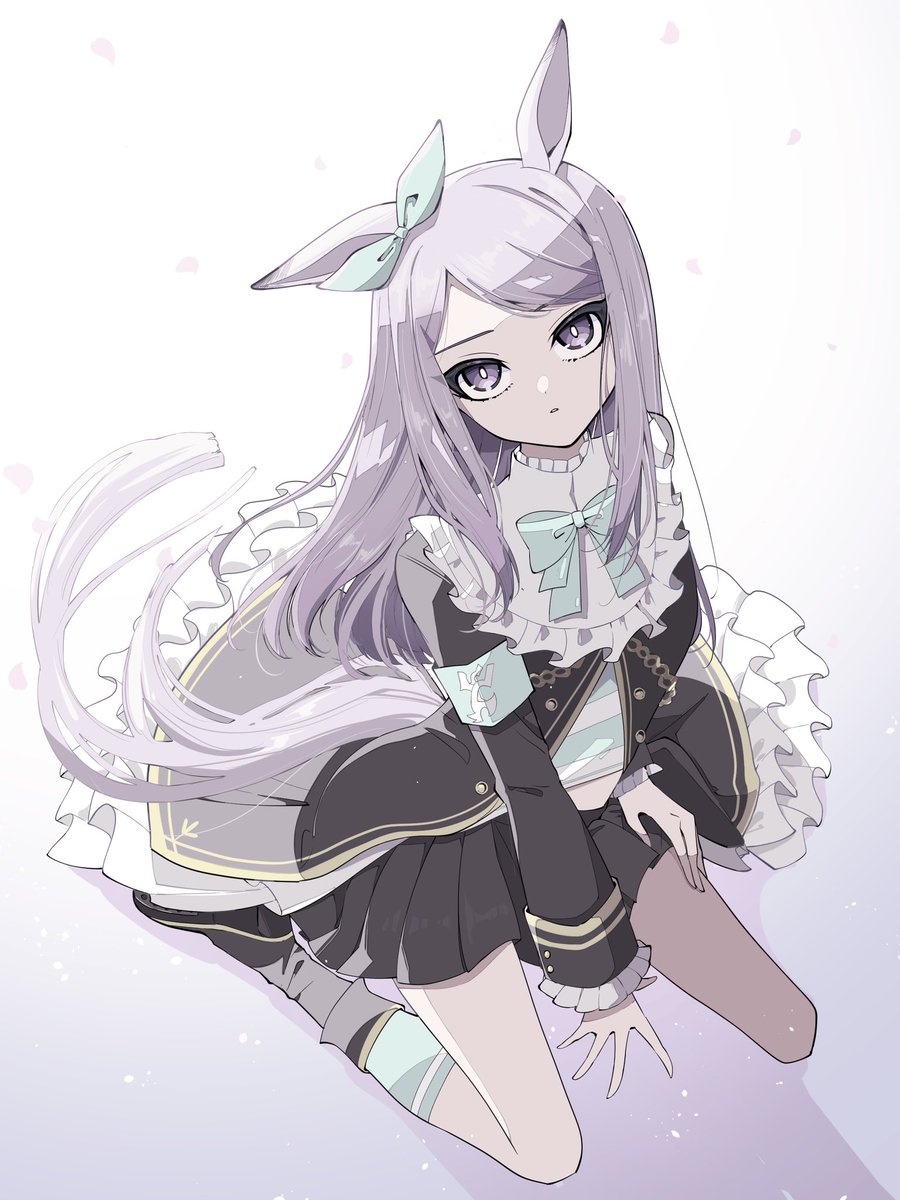 mejiro mcqueen (umamusume) 1girl solo long hair looking at viewer skirt long sleeves white background  illustration images