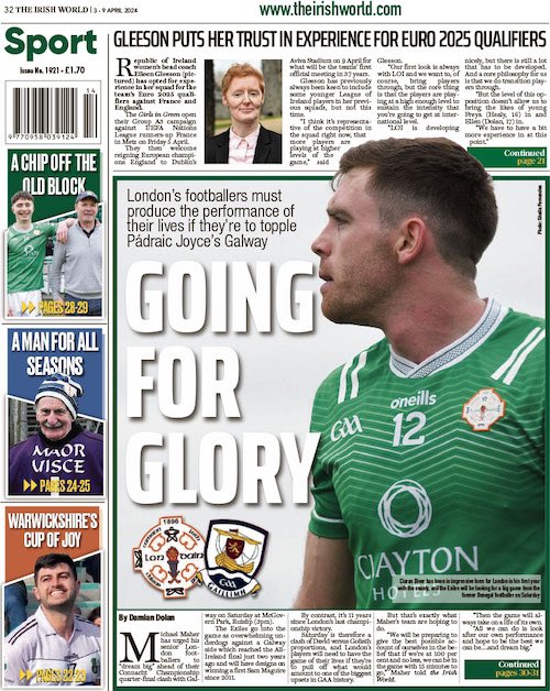 This Week’s IW Sport Back Page! Check out our 9-page @LondainGAA vs @Galway_GAA Preview @ConnachtGAA @BPCGAA @officialgaa @warwickshireclg @Taragfc @FrMurphsHurling