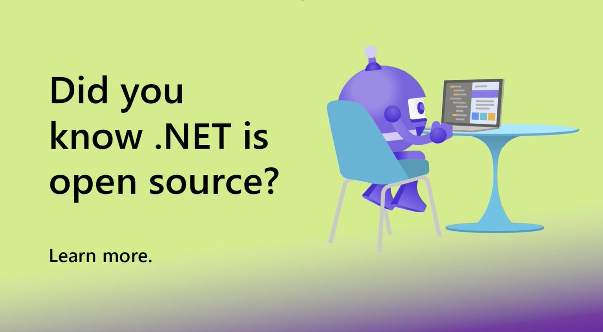 Saviez-vous que .NET est un logiciel libre ? dotNET est open source et multiplateforme, et il est maintenu par Microsoft et la communauté .NET. Consultez-le sur GitHub : msft.it/6012cImXQ #OpenSource