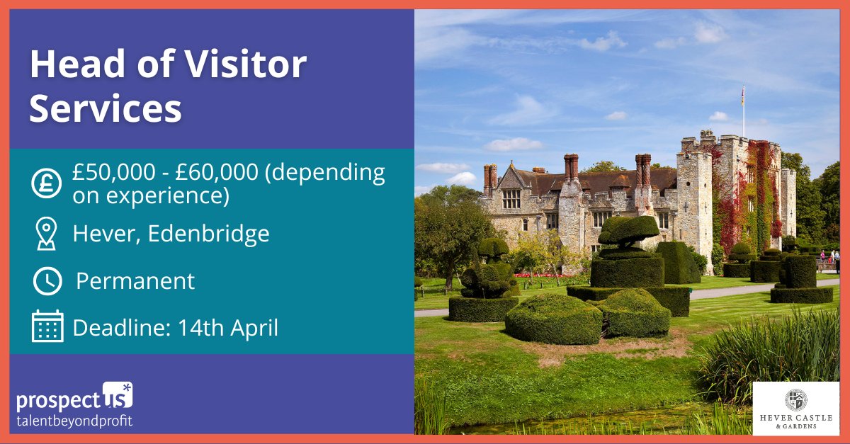 Immerse yourself in the history and beauty of @hevercastle, nestled in the picturesque Kent countryside. They are seeking a Head of Visitor Services to lead their team in delivering unforgettable experiences for their visitors. Find out more and apply: prospect-us.co.uk/jobs/187905-he…