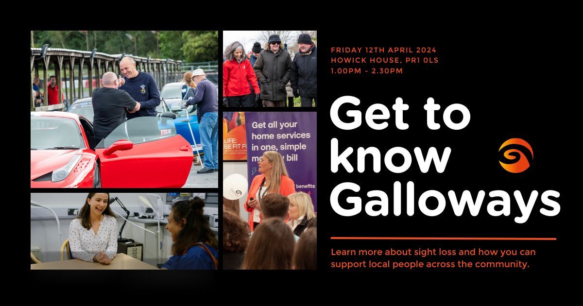 @gallowaysblind (@gallowaysblind) on Twitter photo Are you interested in how your business can contribute to the community? Join us for 'Get to Know Galloways,' an event dedicated to understanding the vital role of your local sight loss charity. Book your place today and email Kelly.love@galloways.org.uk or call 01772 744148 🧡 Are you interested in how your business can contribute to the community? Join us for 'Get to Know Galloways,' an event dedicated to understanding the vital role of your local sight loss charity. Book your place today and email Kelly.love@galloways.org.uk or call 01772 744148 🧡