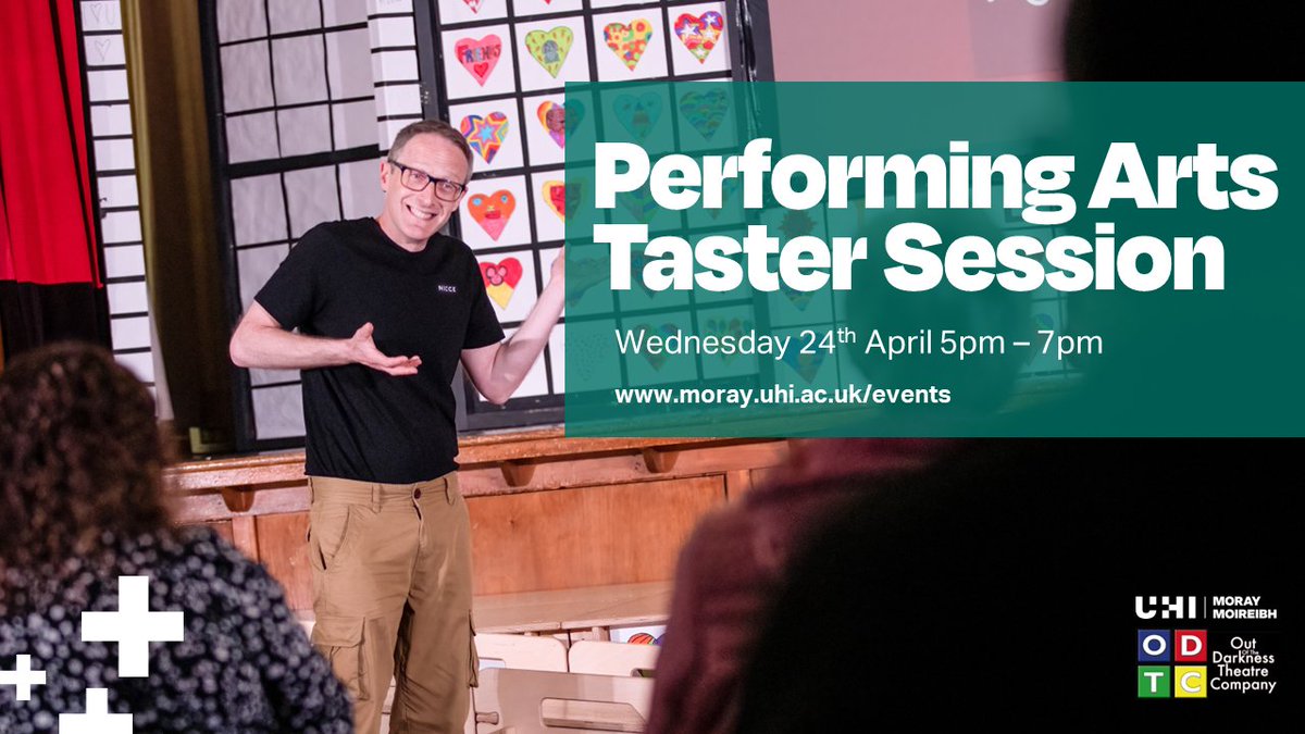 Where can Performing Arts take you? Drop in to our interactive Taster Session run by Garry Collins, Lecturer & ODTC Creative Director, for a taste of our performing arts courses: + Wednesday 24 April + 5pm-7pm + AGBC Conference Room, Moray Street campus moray.uhi.ac.uk/events