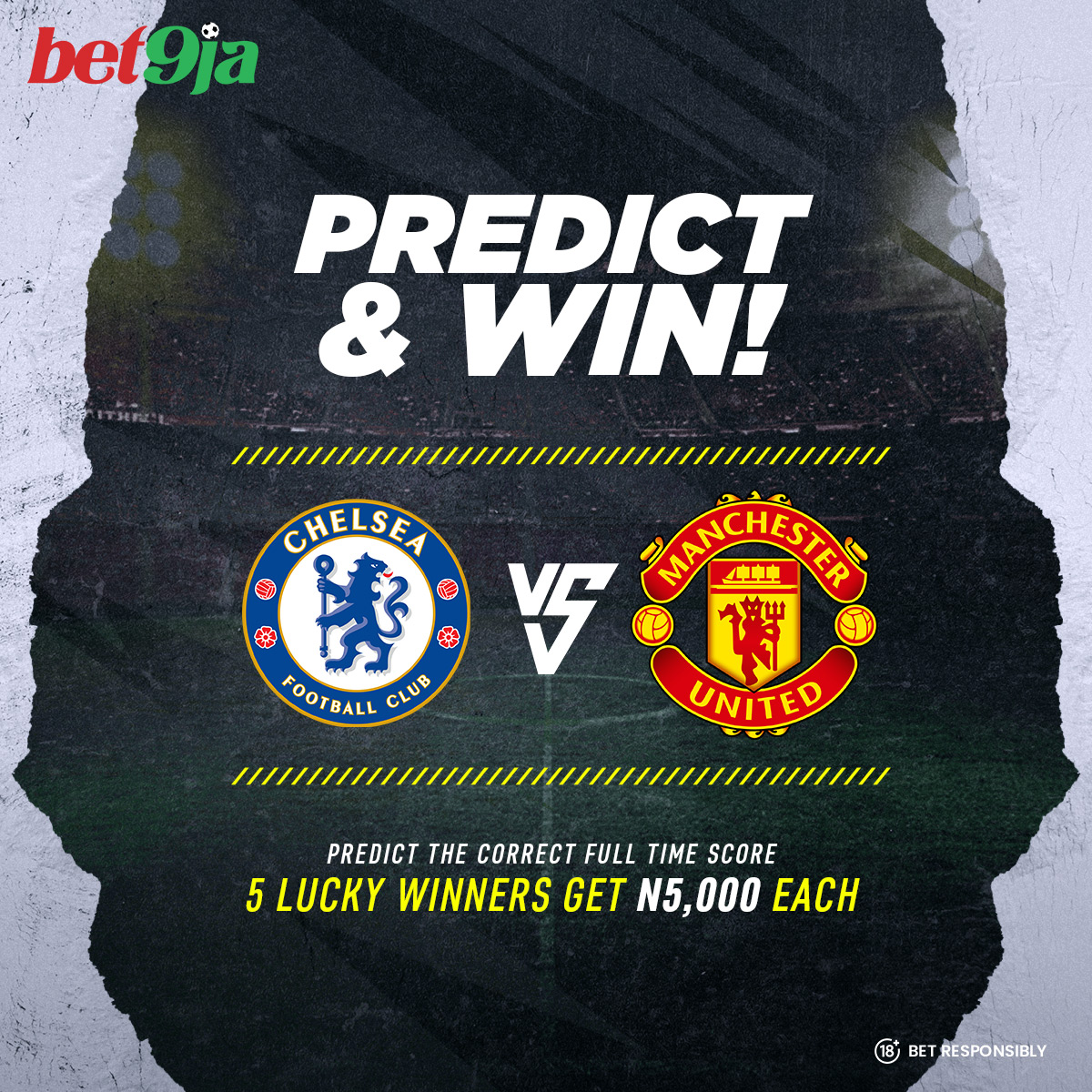 Comment the correct full-time score & your 𝐛𝐞𝐭𝟗𝐣𝐚 𝐈𝐃 and stand a chance to win N5,000

All predictions end on Wednesday 3rd March 2024 at 7:00 pm

Multiple and/or edited comments will be disqualified.

Five winners will be selected at random

#Bet9jaPredictAndwin