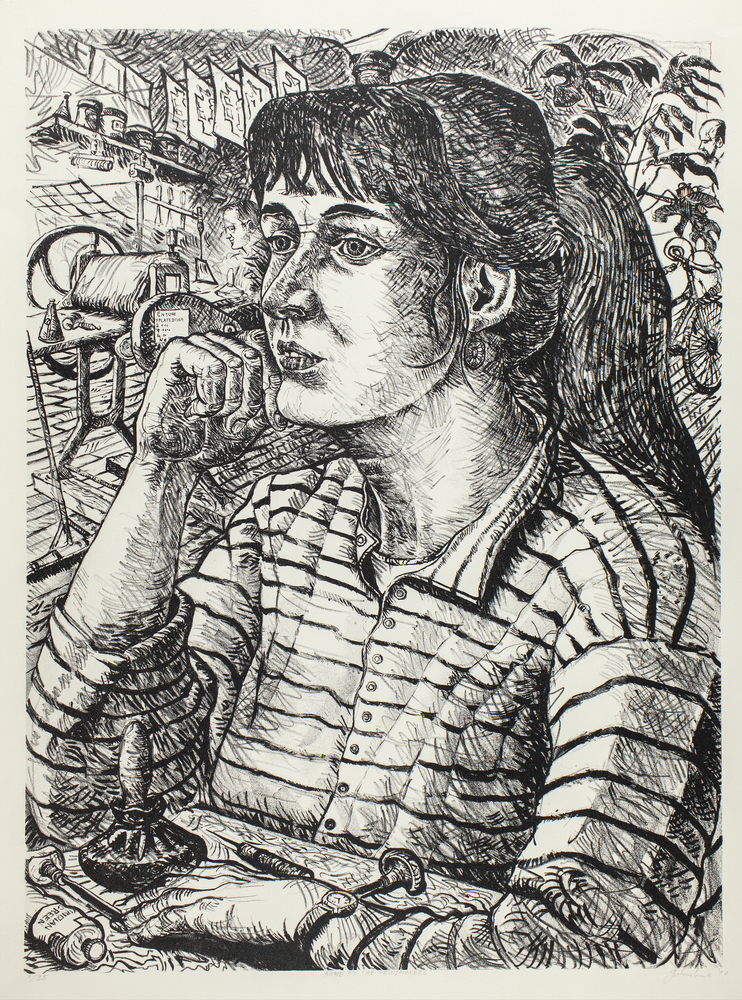 Featuring in Impressed: Twentieth Century Artist Prints, John Johnstone portrays ‘Anne at the Printmakers’ in thoughtful mood with her etching tools to hand. Free entry. Find out more at mcmanus.co.uk/exhibitions/im… Image ©The Artist