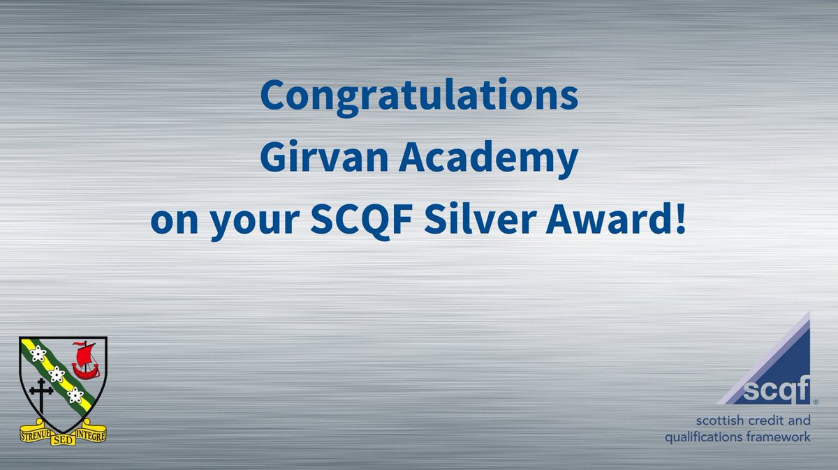 🥳A huge congratulations to @girvanacademy for achieving silver in the #SCQF School Ambassador Recognition Programme! 👏Well done to everyone at the school in @southayrshire for promoting the benefits of the SCQF and widening learner pathways. 🔗Visit scqf.org.uk/support/suppor…